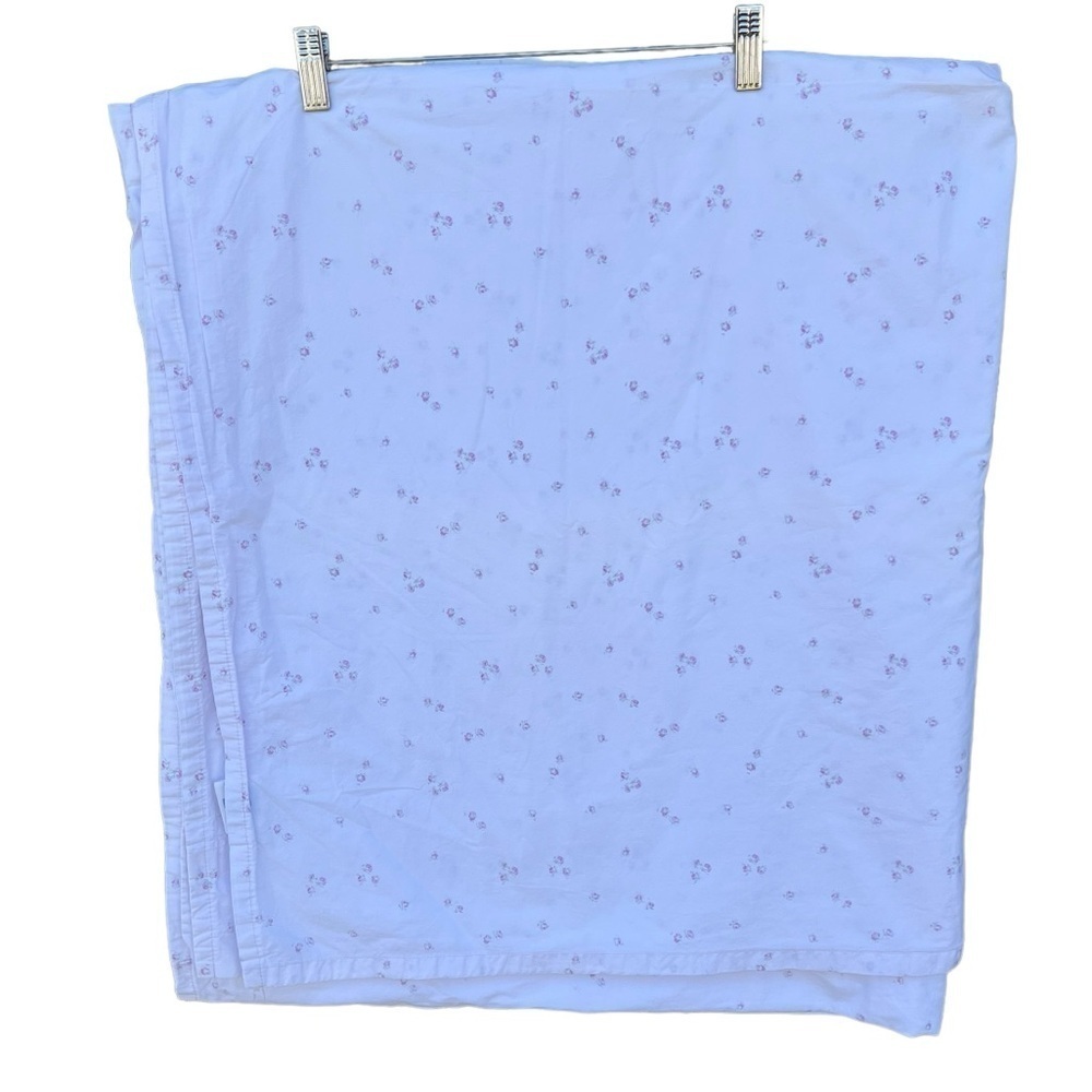 Simply Shabby Chic Mon Ami Pink Rose Queen Size Flat Top Sheet White FLAWS